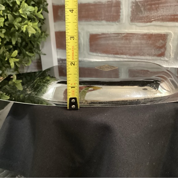 Vintage Silver Metal Kromex Serving Tray with Gold Metal Accent Handles - Picture 9 of 10